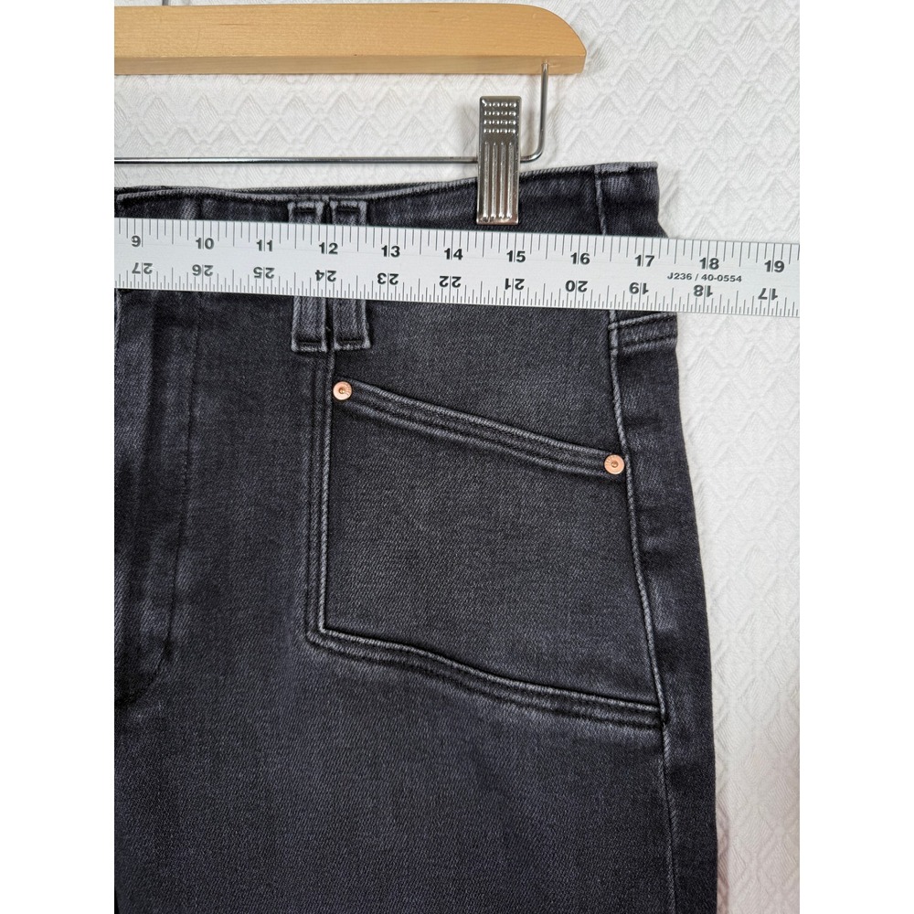PAIGE Anessa Grunge Edgy Boho High Rise Wide Leg Jeans Fade Blk Raw Hem Fits 33 - Picture 4 of 8